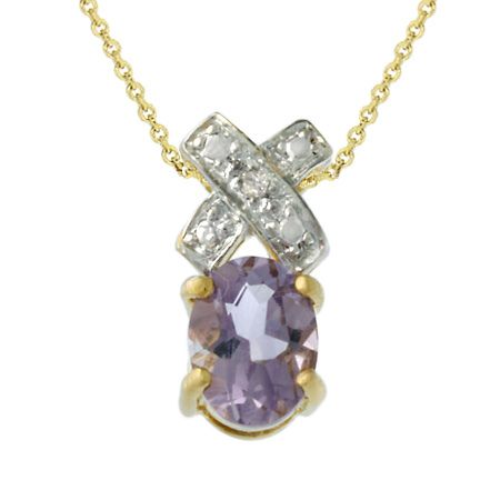 18 Karat Gold über Silber Amethyst & Diamant Akzent 'XO' Anhänger