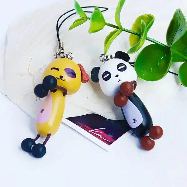 Happy Panda & Dog - Handy Charm Strap / Kamera Charm Strap / Handtaschen Charms