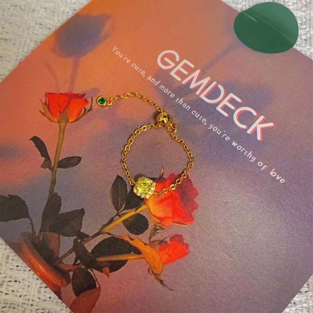 Damen Mode einfacher kleiner gelber Diamant weiche Kette Ring