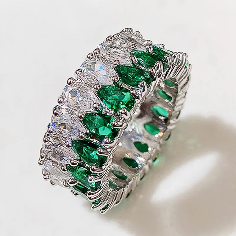 Huitan Mode Ewigkeit Versprechen Ringe Frauen farbenfrohe Kubik Zirkon stilvolle weibliche Accessoires für Party täglich tragen Luxus-Schmuck