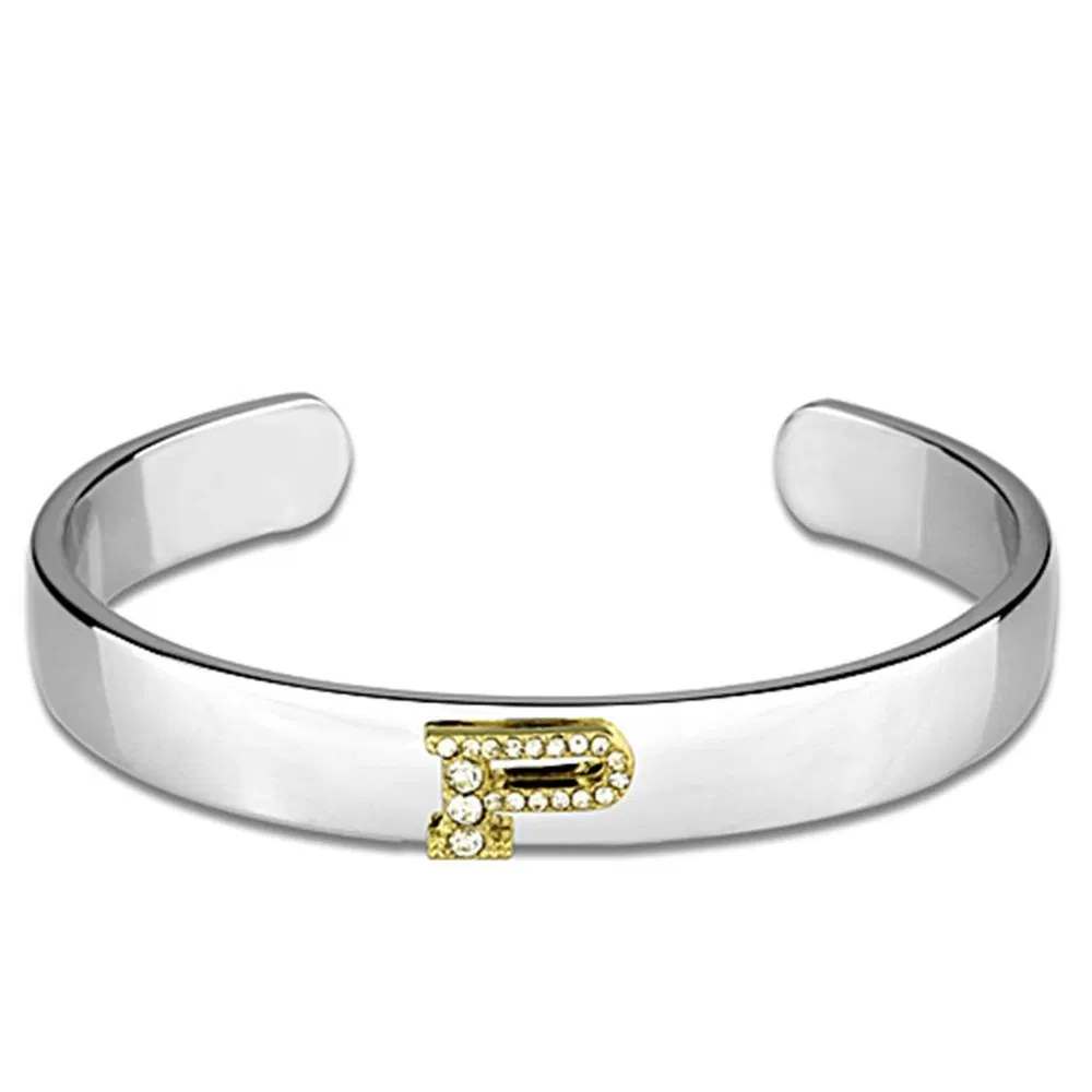 LO3626 - Umkehr Zwei-Ton - Weißmetall-Armband mit Top-Grade - Kristall in Clear