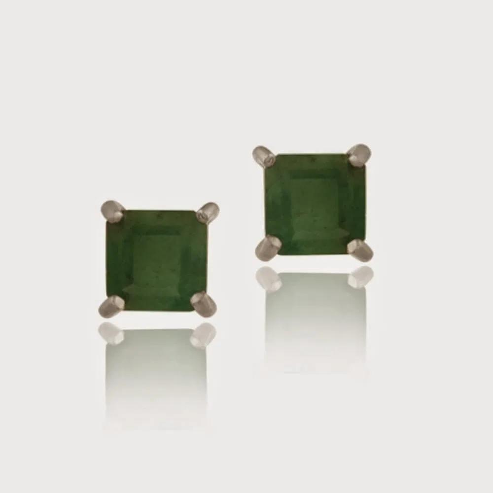 Sterling Silber 1,20ct. Smaragd 5mm Square Stud Ohrringe