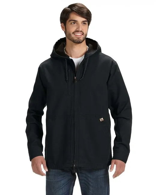 100% Baumwolle 12 oz. Canvas / Polyester Thermal Lining Hooded Tall Laredo Jacket - BLACK - XLT