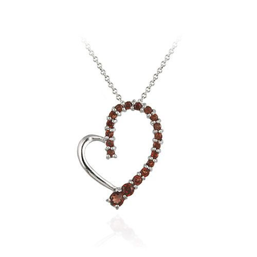 Sterling Silber Garnet schwimmende Open Heart Journey Anhänger