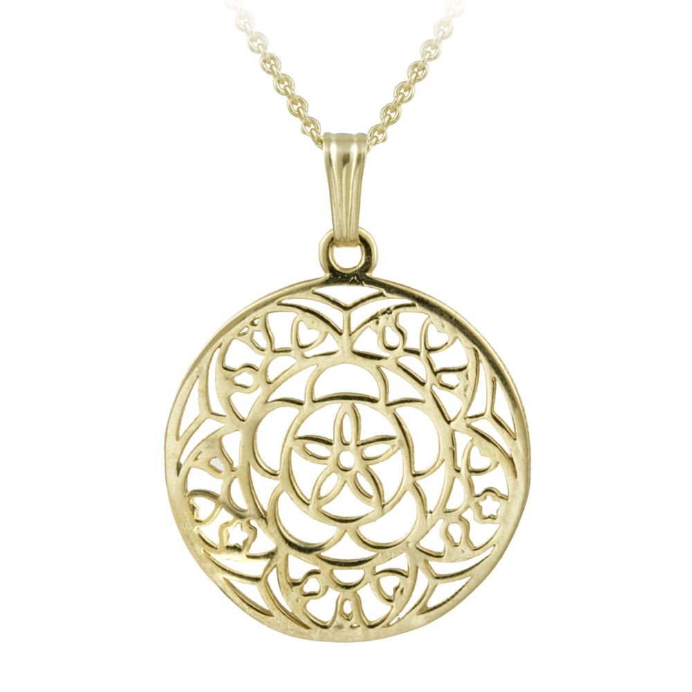14 Karat Gold gefüllt Filigree Blumen Medallion Halskette