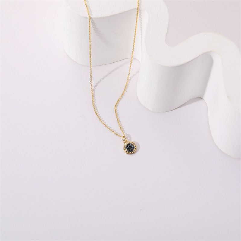 Geometrische Round Drop Schwarze Zircon Halskette
