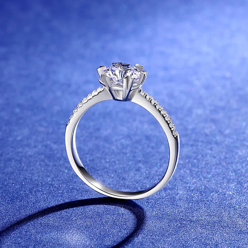 S925 Sterling Silber 1 Karat Moissanit Schnee Ring