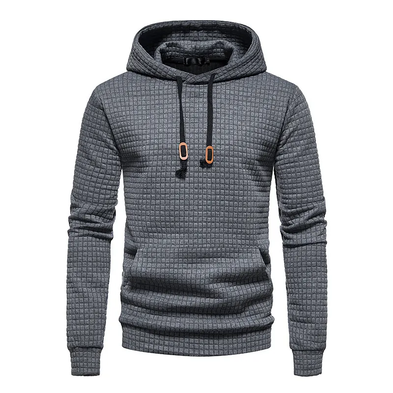 Mens Hoodies Pullover Long Sleeve Knit Hooded Sweatshirt