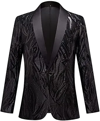 Herren Mode gedruckte Blazers Slim Fit Tuxedo Single Row One Button Anzug Jacken Bräutigam Kleid