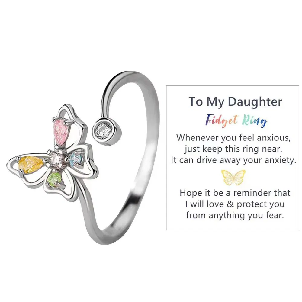 Einfache und kreative Hollow Out Butterflyfarbige Zirkon Öffnung verstellbarer Diamant-Set Damenring