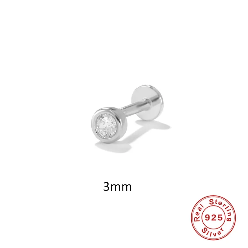 Round Flat Internal Thread Piercing Cartilage Stud Ohrringe
