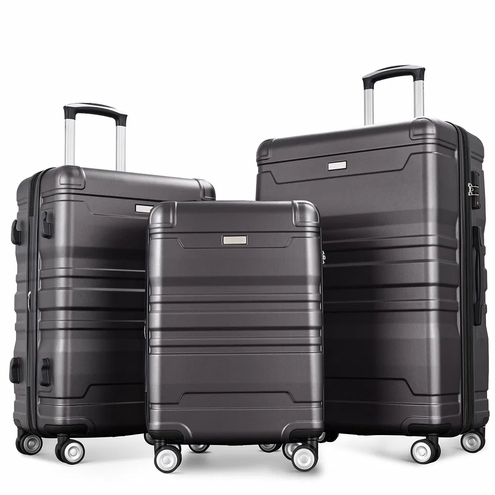 Gepäckset Neues Modell erweiterbarer ABS Hardshell 3pcs Clearance Gepäck Hardside Leichtbau Langlebiger Kofferset Spinner Wheels Koffer mit TSA Lock 20''24''28'' (dunkelgrau)