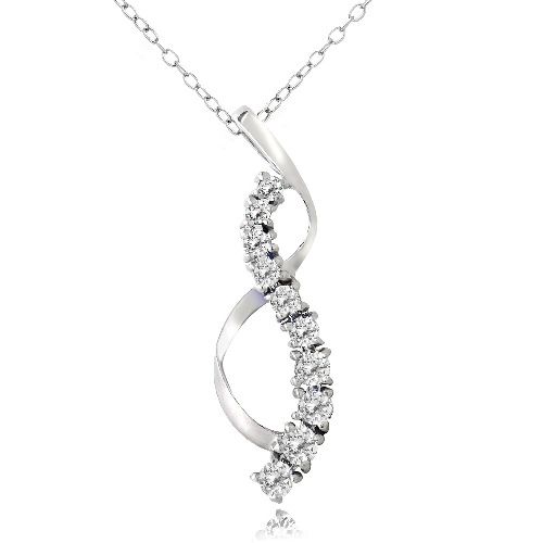 Sterling Silber Weiß Topaz Reise Band Halskette