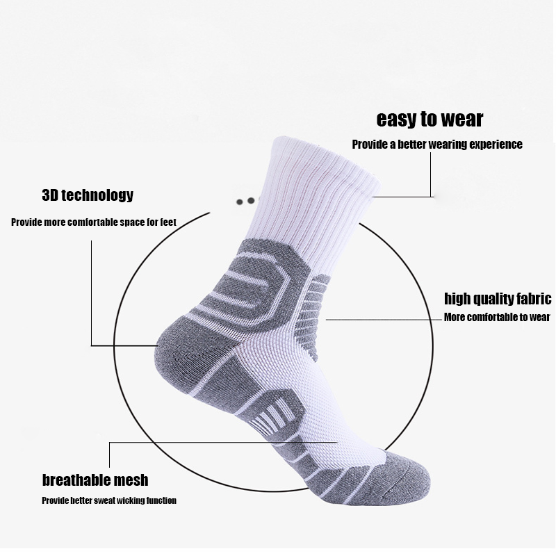 Kompression Crew Laufsocken Sportsocken für Männer mit Kissen Arbeit Wandern Basketball Sportsocken Anti-Geruch und Anti-Rutsch Für Laufen Fitness Wandern und Radfahren