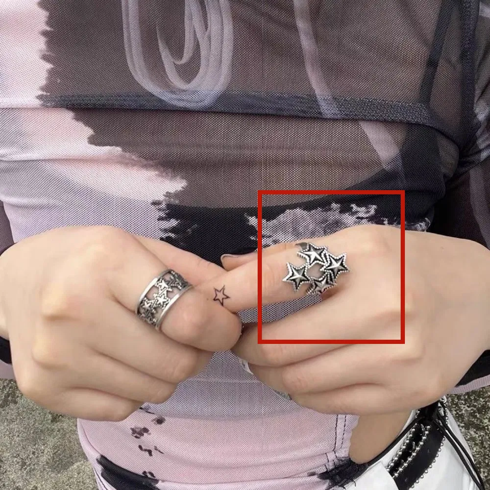 Textur Dark Punk Retro Vintage Vintage Small Star Adjustable Ring