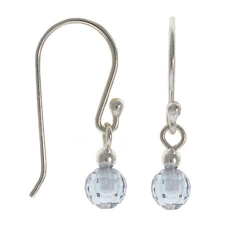 Sterling Silber Briolette Cut Lavender CZ Small Ball Dangle Ohrringe