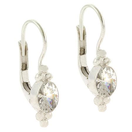 Sterling Silber Diamant cz oval Stein Bali Perle Lever Back LeverBack Ohrringe