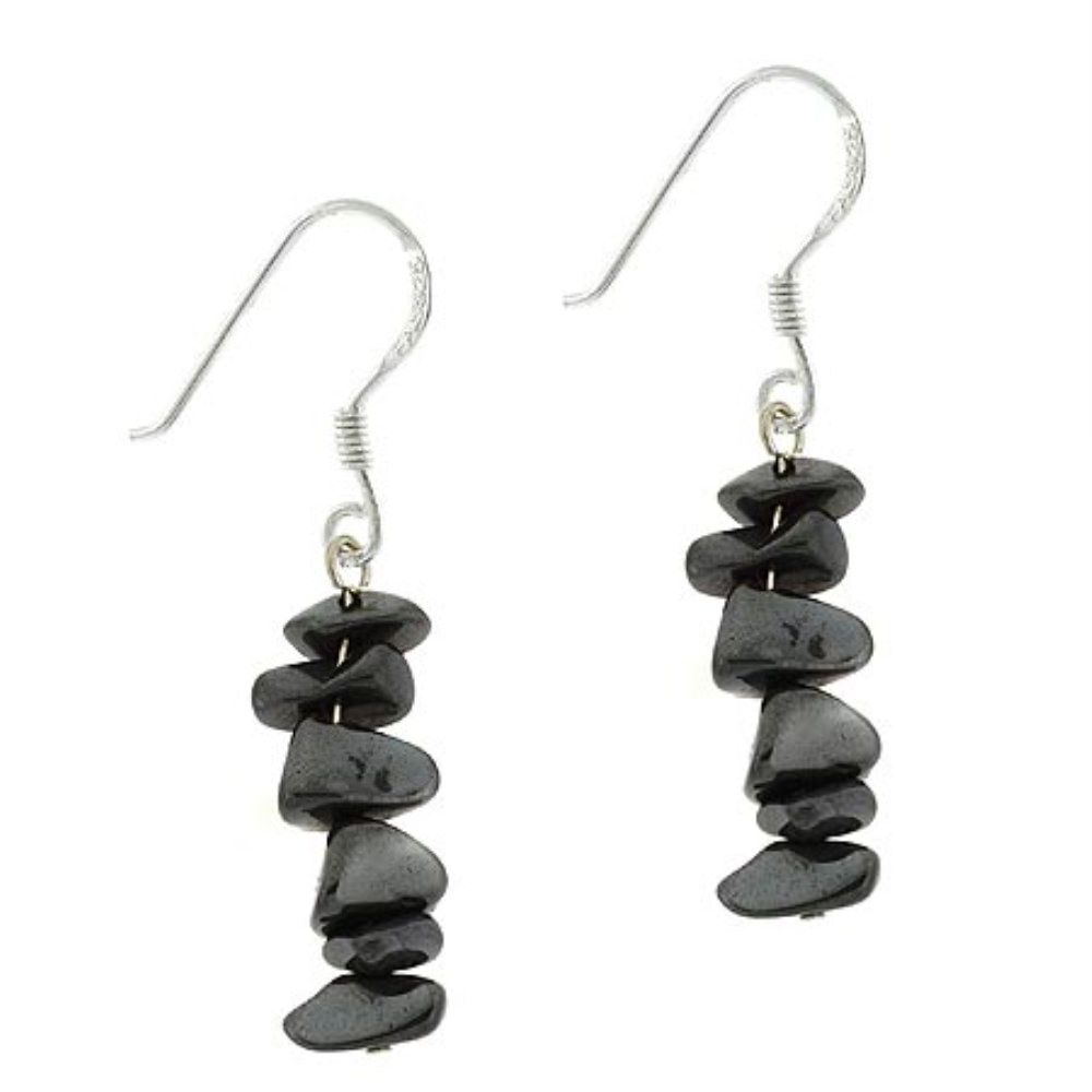 Sterling Silber Hematite Chip Dangle Ohrringe