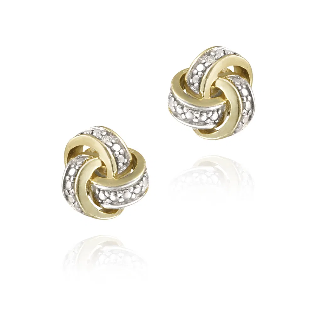 18 Karat Gold über Sterling Silber Diamant Akzent Liebe Knoten Stud Ohrringe
