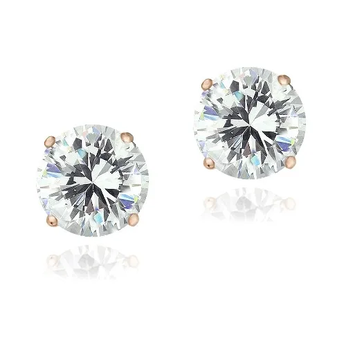 Zirkonia Ice 18K Rose Gold über Sterling Silber 4ct Round Solitaire Stud Ohrringe mit Swarovski Zirkonia
