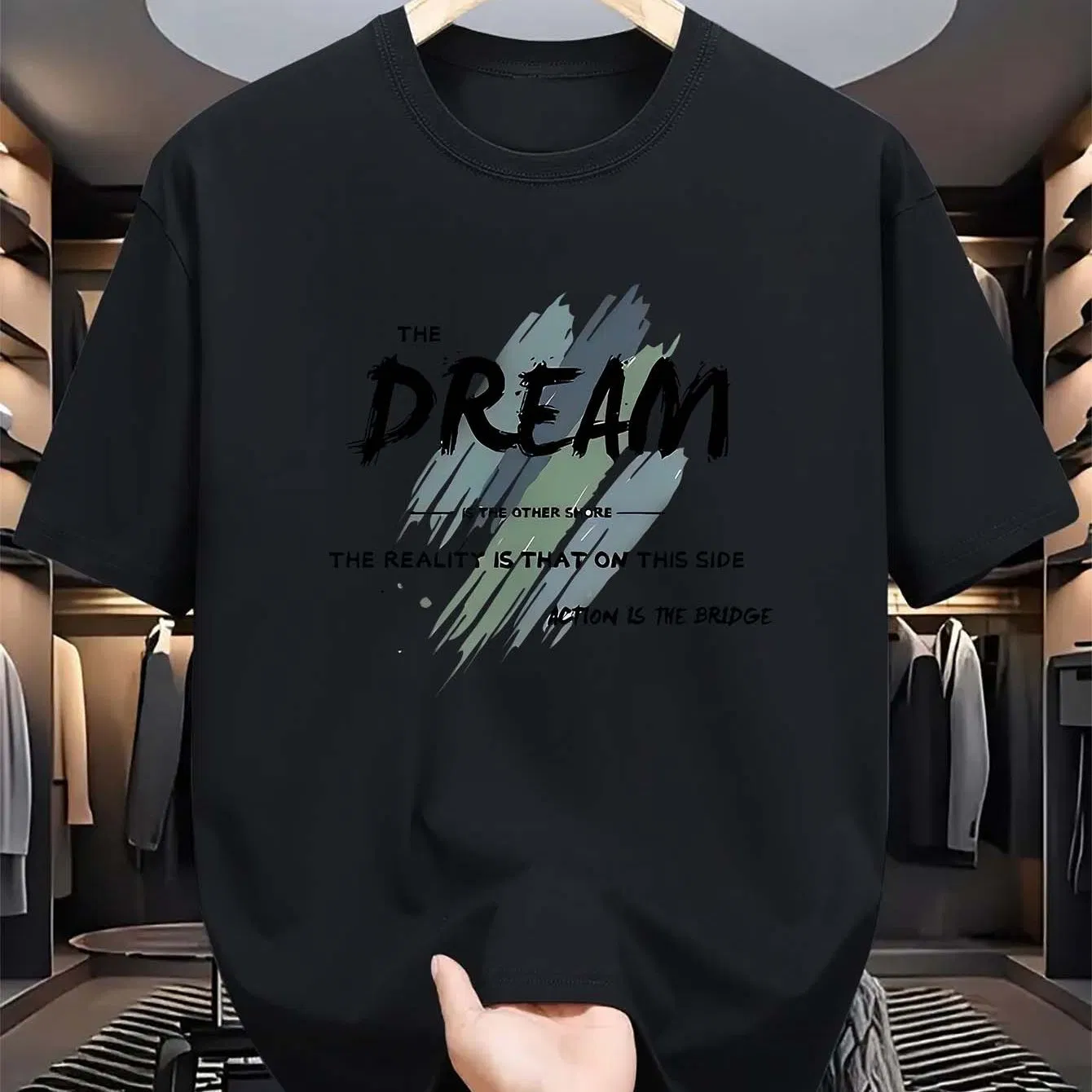 Inspirierende Männer 'Dream' Brief gedruckte T-Shirt, Sommer Casual Kurz Ärmel, Sporty und Casual Stil