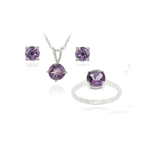 3.6ct Amethyst Anhänger, Ohrringe & Ring Set in 925 Silber