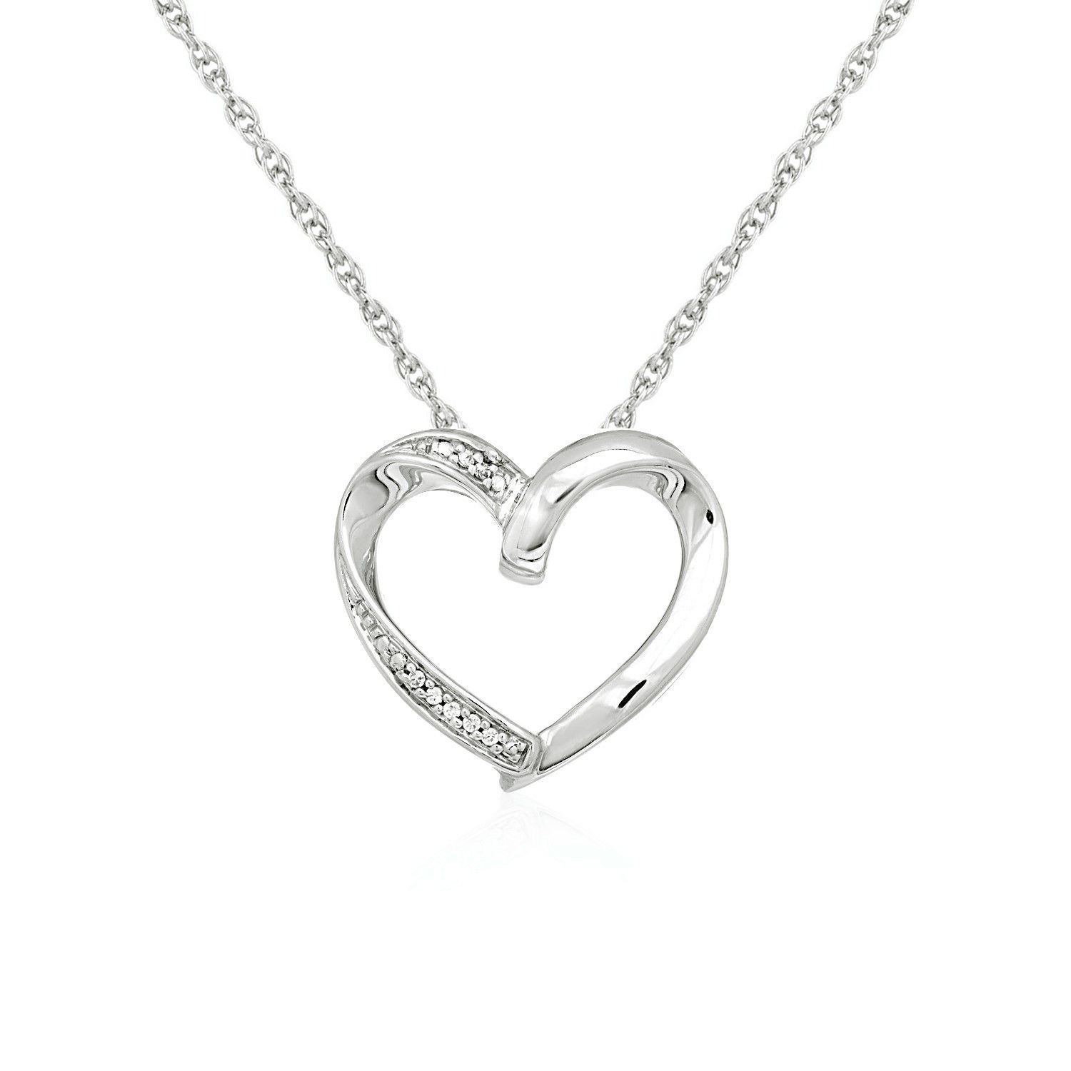 Offenes Herz-Hänger mit Diamanten in Sterling Silber