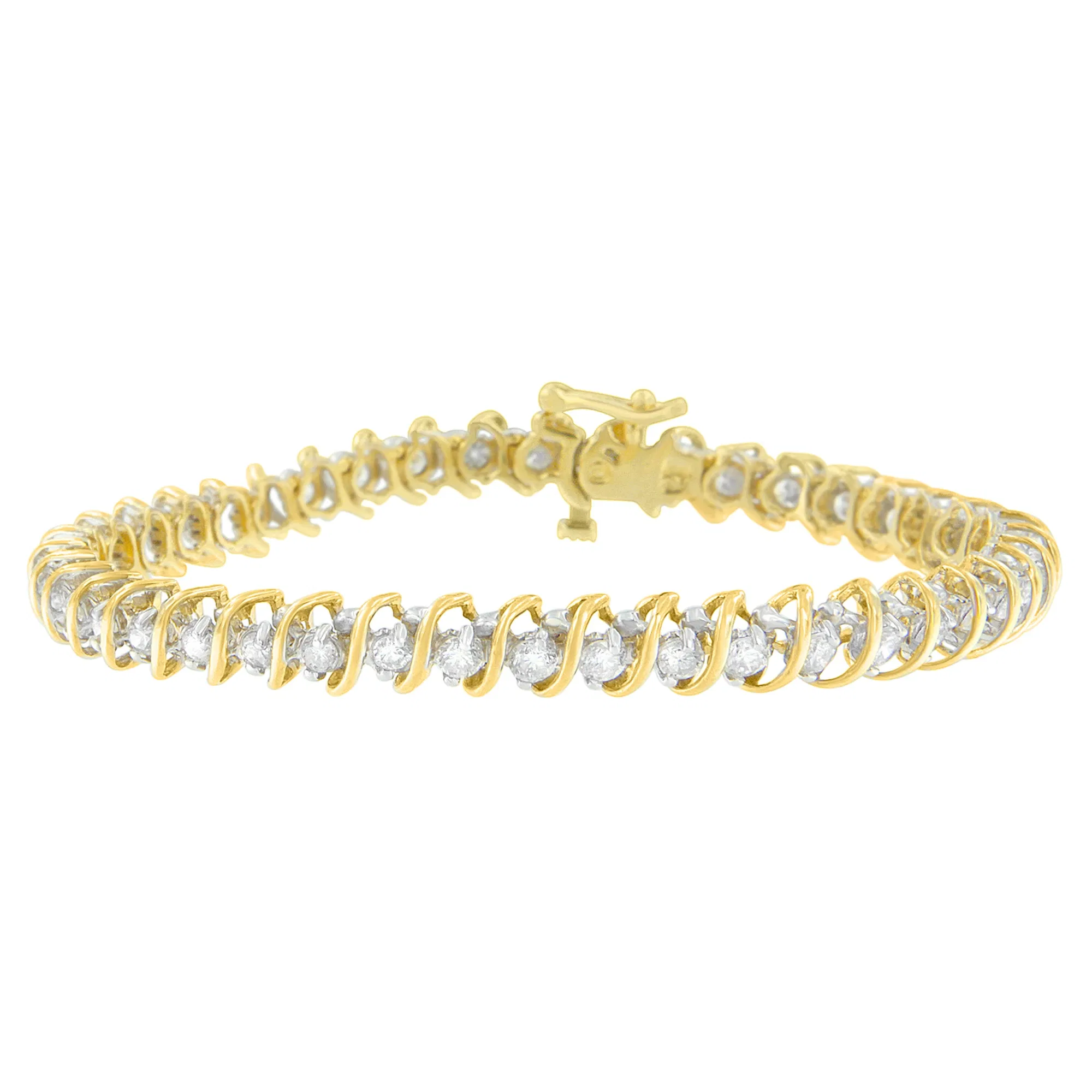 18K Gelbgold Round Cut Diamant Tennis Armband (3.00 cttw, I-J Farbe, I1 - I2 Klarheit)