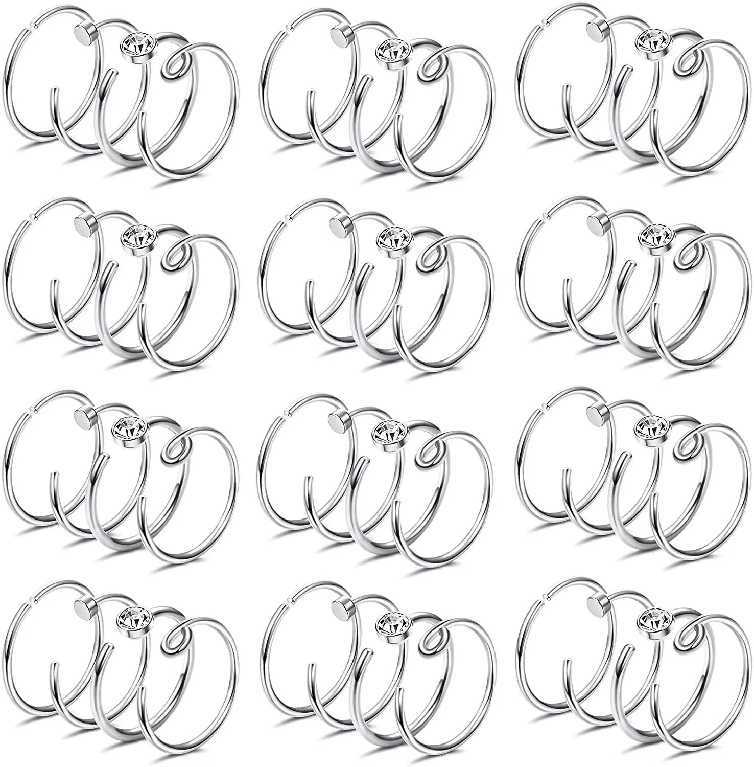 Edelstahlbare Nasenringe für Frauen 20G Nasenring Hoop 316L Chirurgische Nasenring gemischt farbenfrohe 20 Gauge Nasenring Set Nasen Piercing