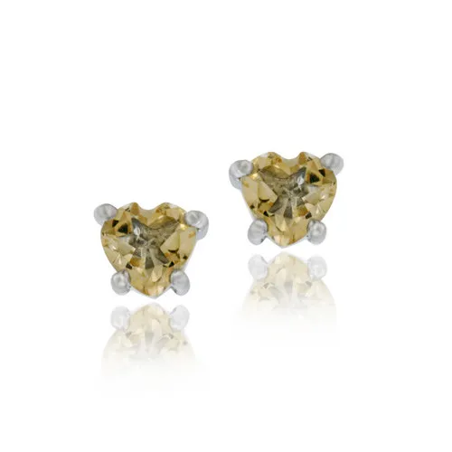 Sterling Silber .80ct Citrine 5mm Herz Stud Ohrringe