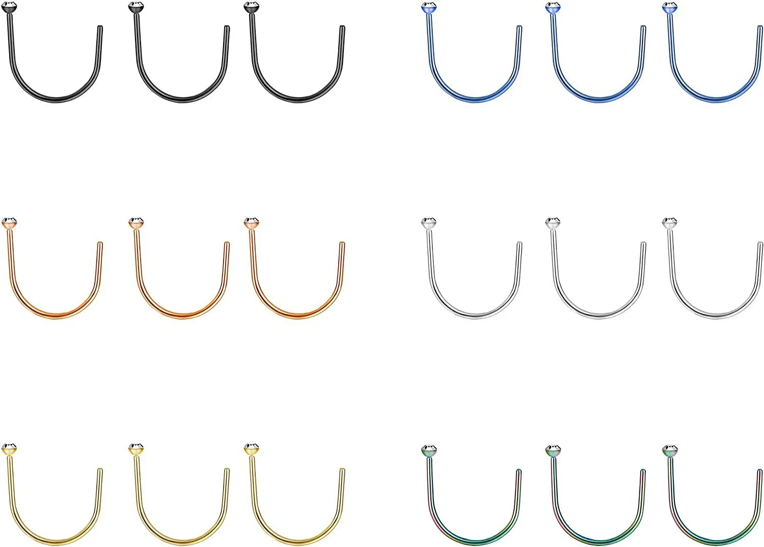 18pcs Edelstahl 20G Half Huggie Hoop Cuff Stud Ohrringe CZ kleine Schleifen Knorpel Mode hypoallergene Piercing Studs für Frauen sensible Ohren