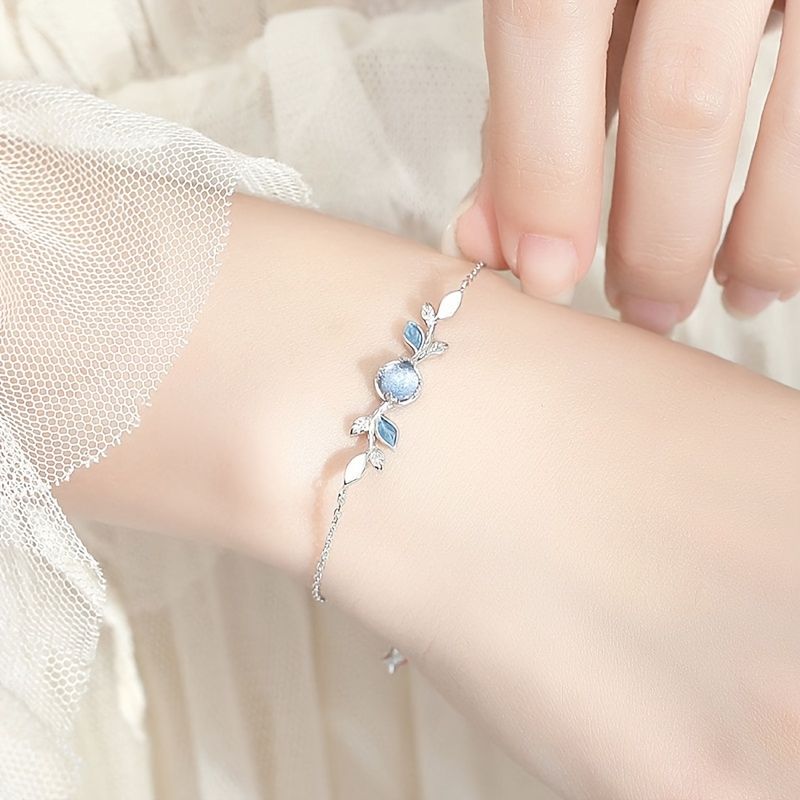 Blau Kristallblatt Halskette Damen Licht Luxus-Nische - Design Klavicle-Kette High-End - Sinn Zart und Sanft