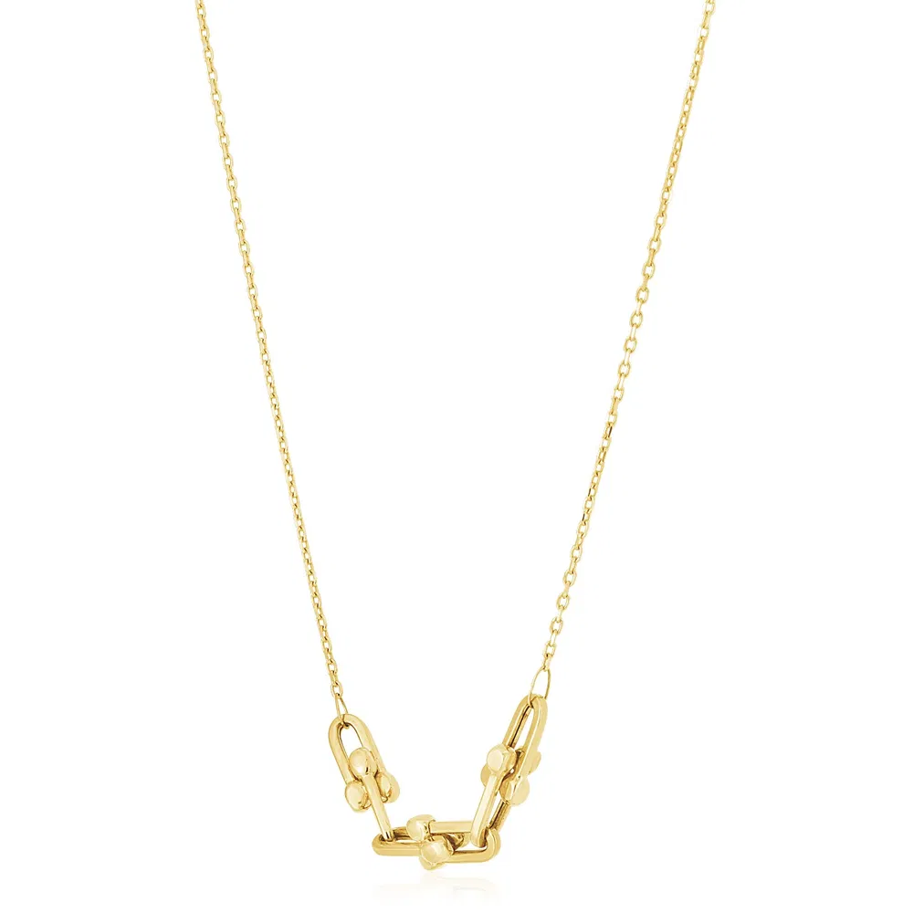 14 Karat Gelbgold High Polish Mini Jax Link Halskette
