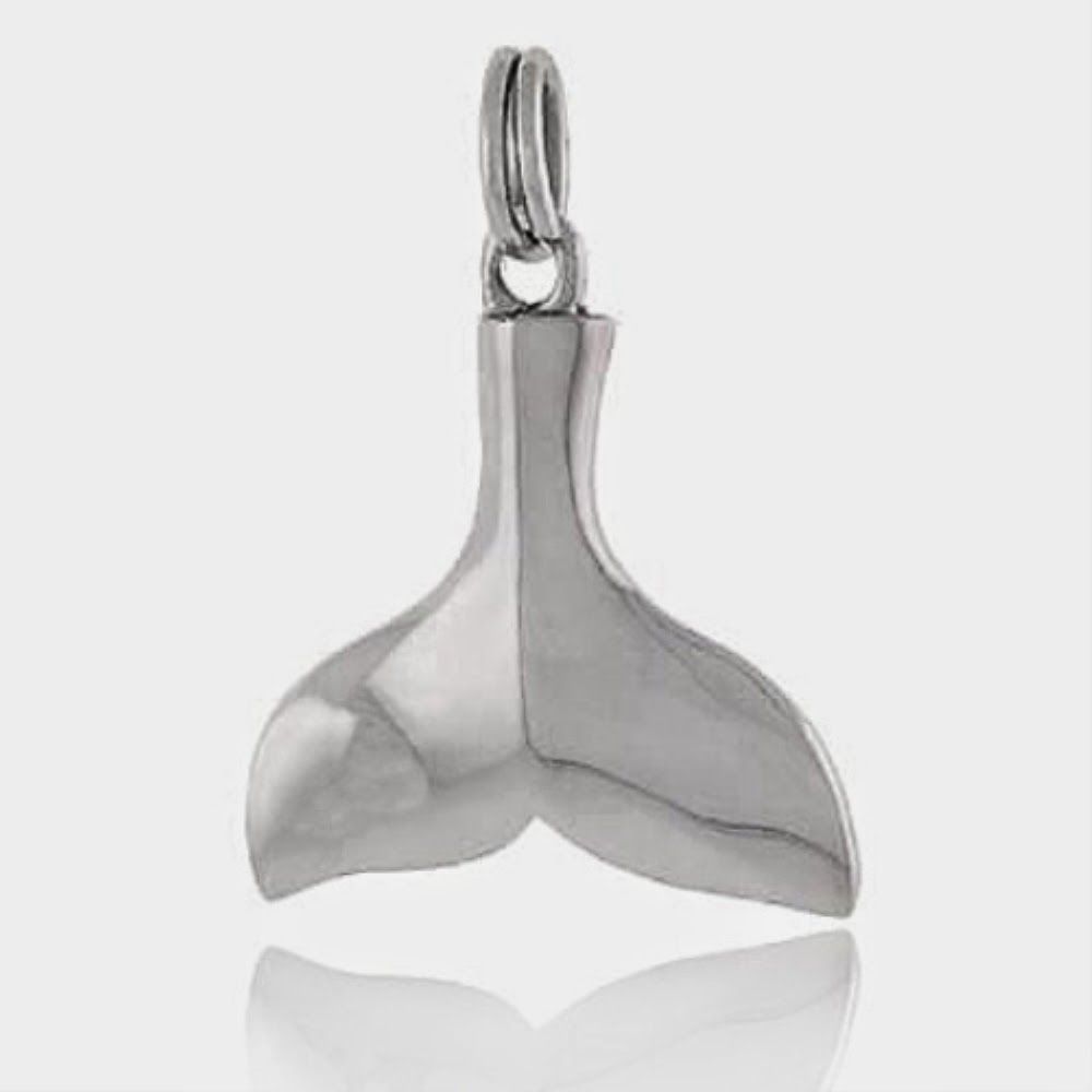 Sterling Silber Whale Tail Fin Fisch Ozean Meer Charm Anhänger