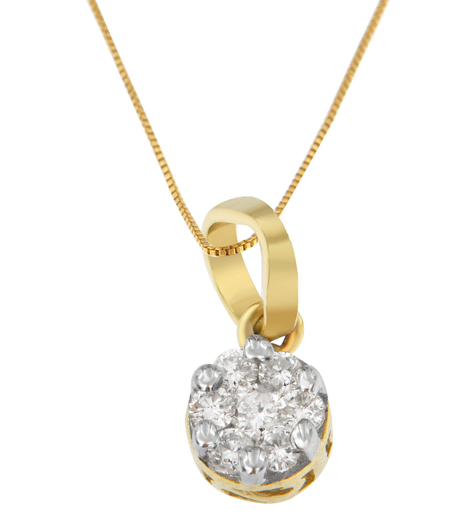 14K Gelbgold Round Cut Diamant Circle Pendant Kette (1 / 3 cttw, H-I Farbe, I1 - I2 Klarheit)