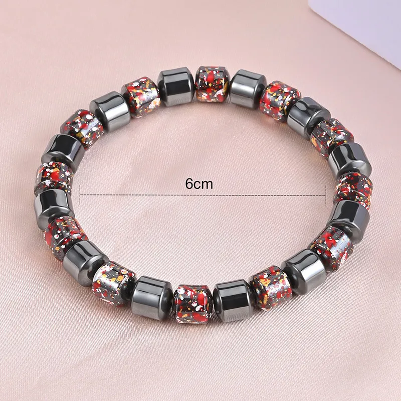 Mens Fashion Natural Black Gallstone Stretch Armband