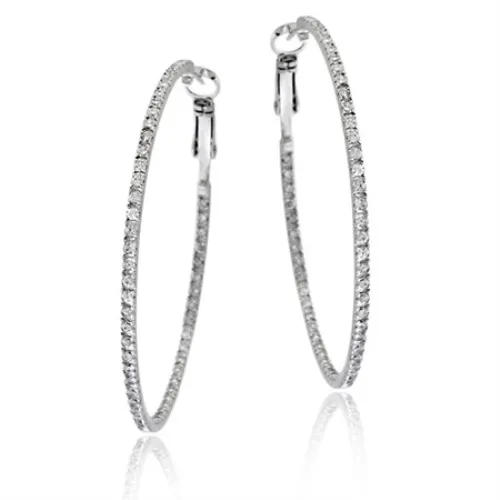 Sterling Silber 50mm Inside Out CZ Hoop Ohrringe