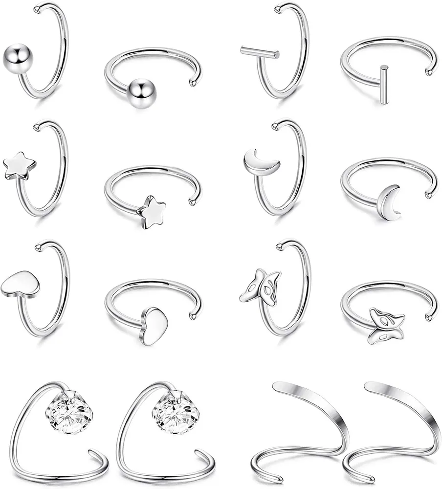 Halbe Schleifen Ohrringe 316L Edelstahl kleine Huggie Hoop Ohrringe Ball; Bar; Stern; Mond; Herz; Schmetterling Halbe Schleifen Knorpel Piercing Ohrringe