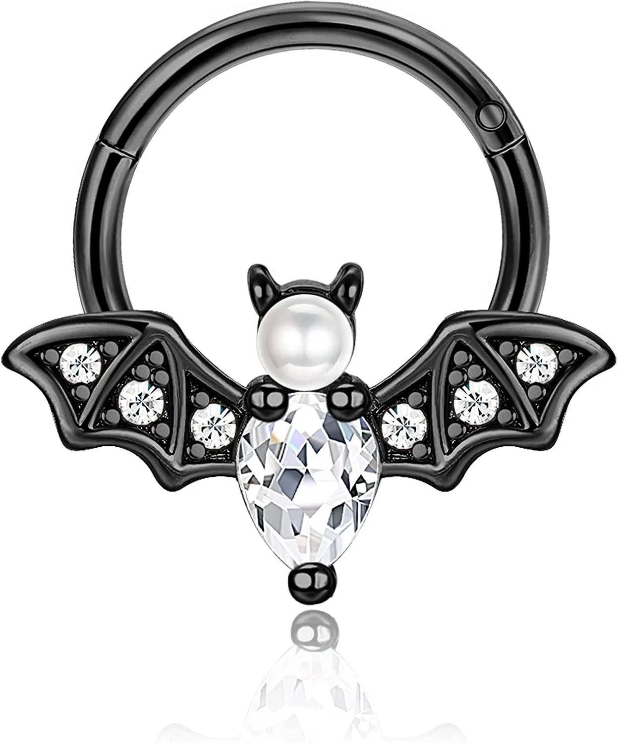 Daith Piercing 16G Septum Ring für Frauen Männer 316L Edelstahl Halloween süße Bat Septum Clicker Nasenring CZ Daith Ohrringe Rook Helix Tragus Knorpel Piercing Schmuck...