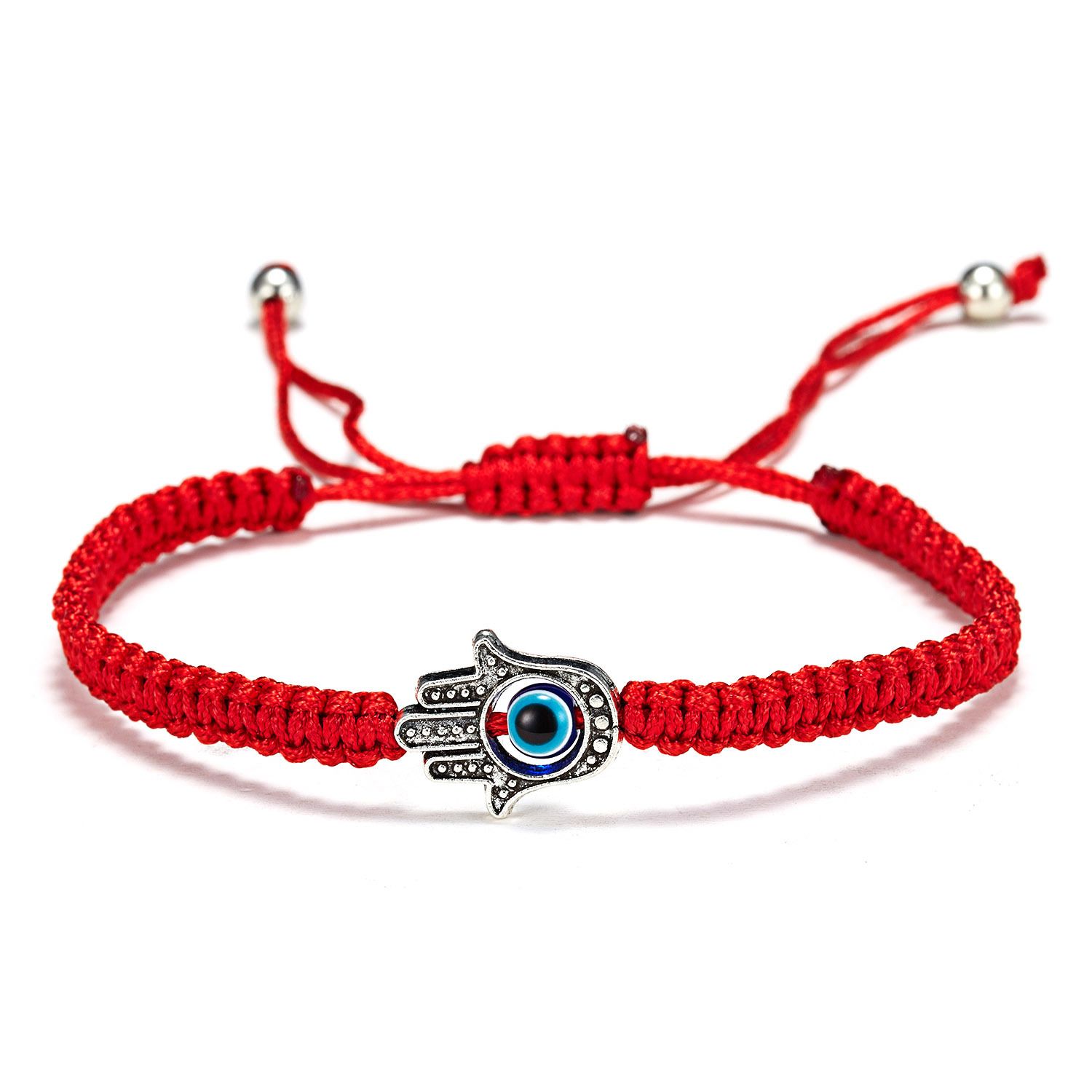 Blau böse Augen rotes Seil geflochten verstellbares Armband