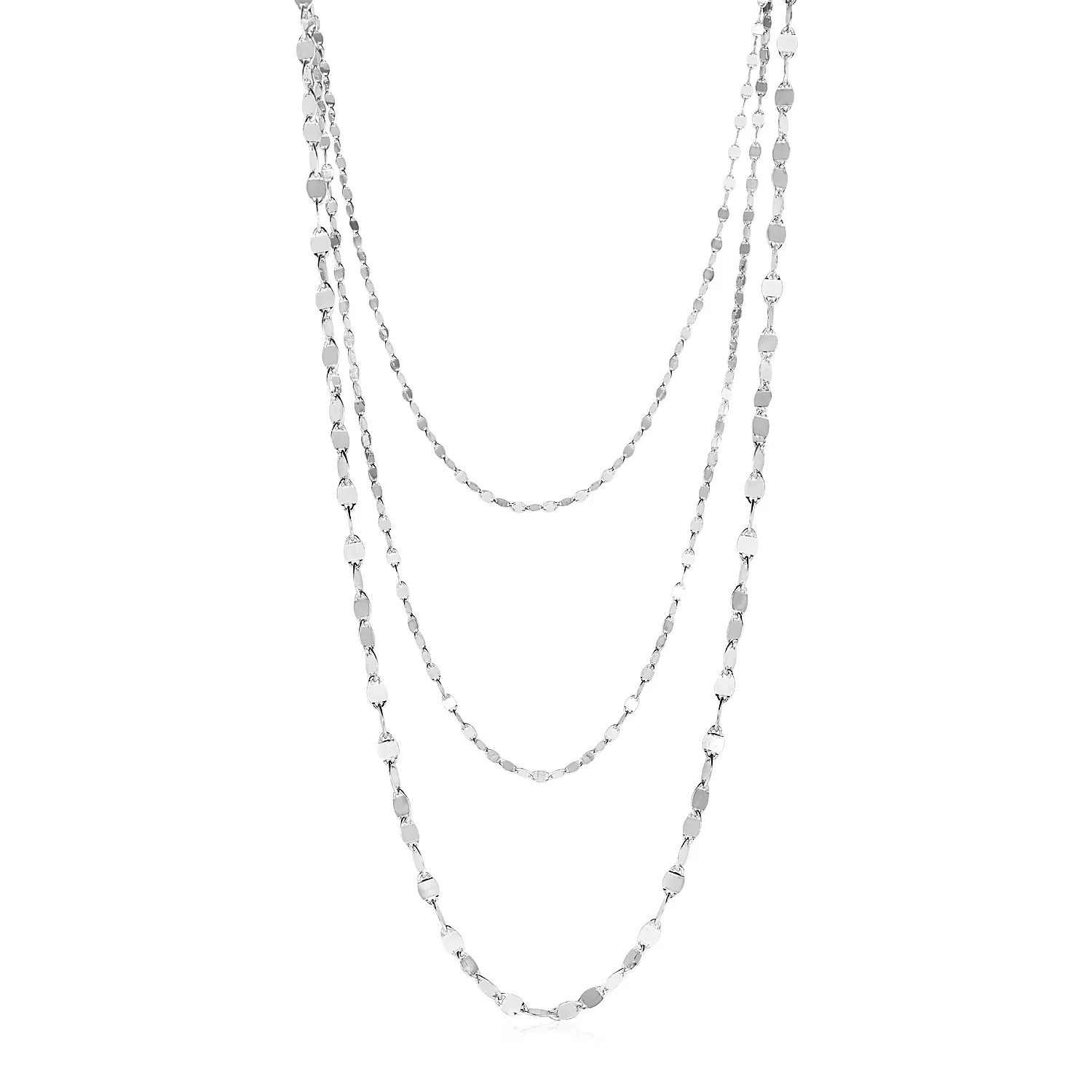 Sterling Silber Drei Strand Marina Link Halskette