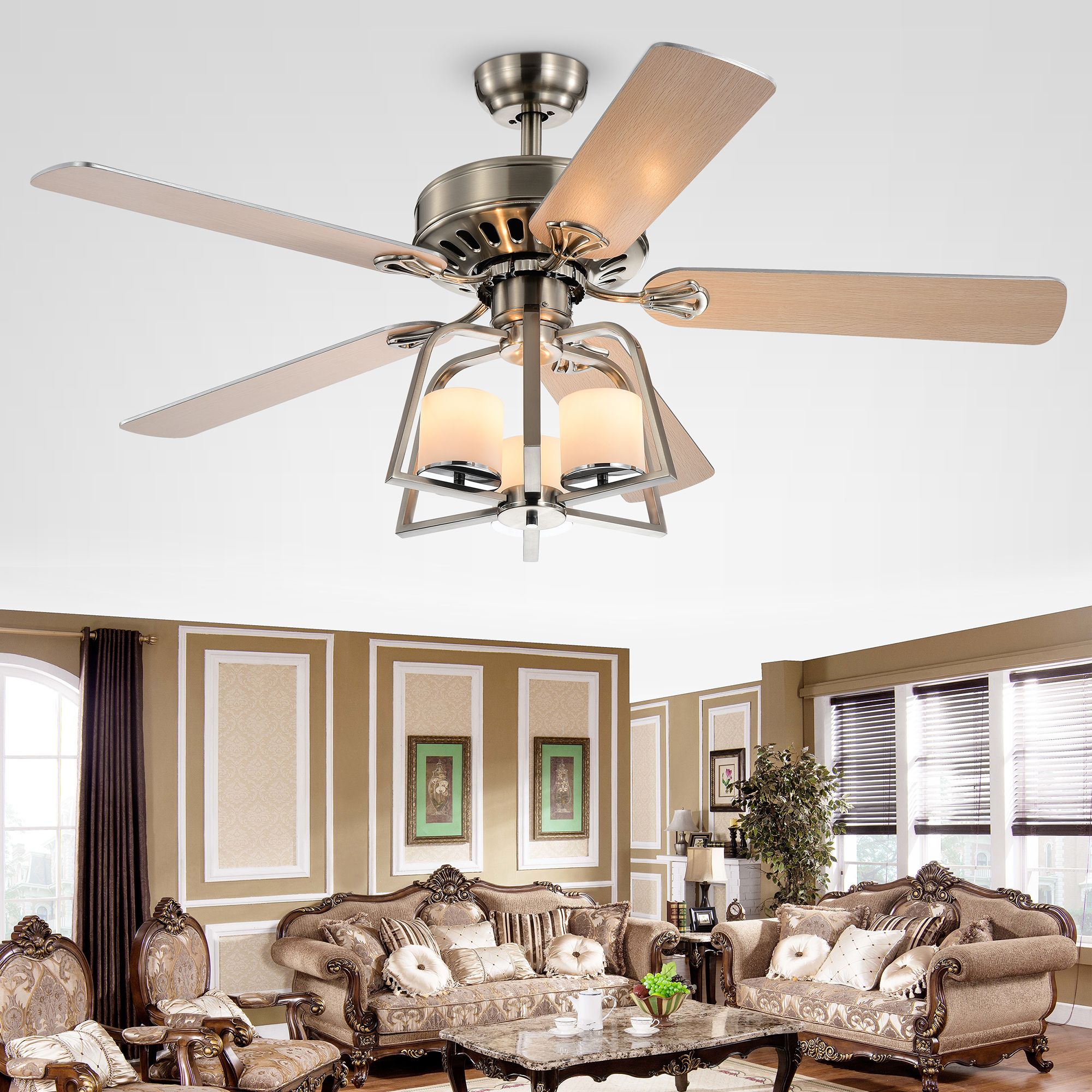 Edreyan Satin Nickel 52 Zoll 5 Klingen Deckenventilator