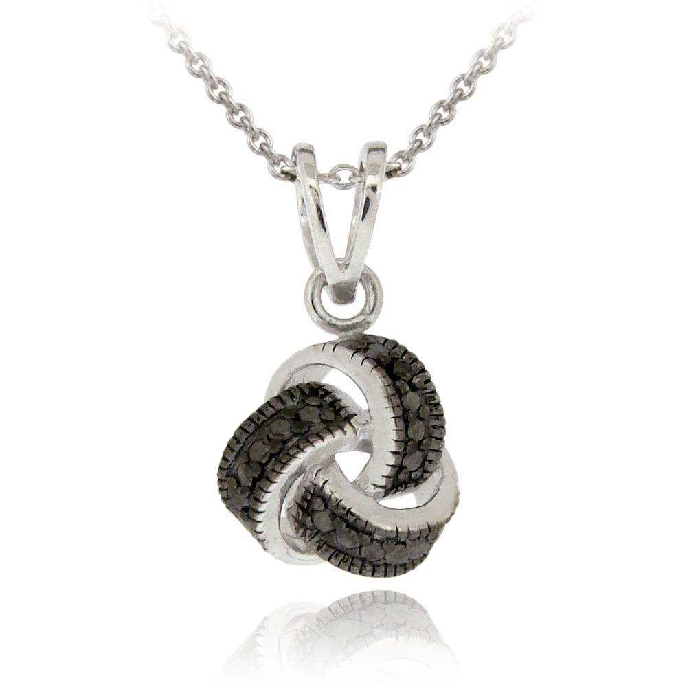 Sterling Silber Schwarz Diamant Akzent Liebe Knoten Anhänger