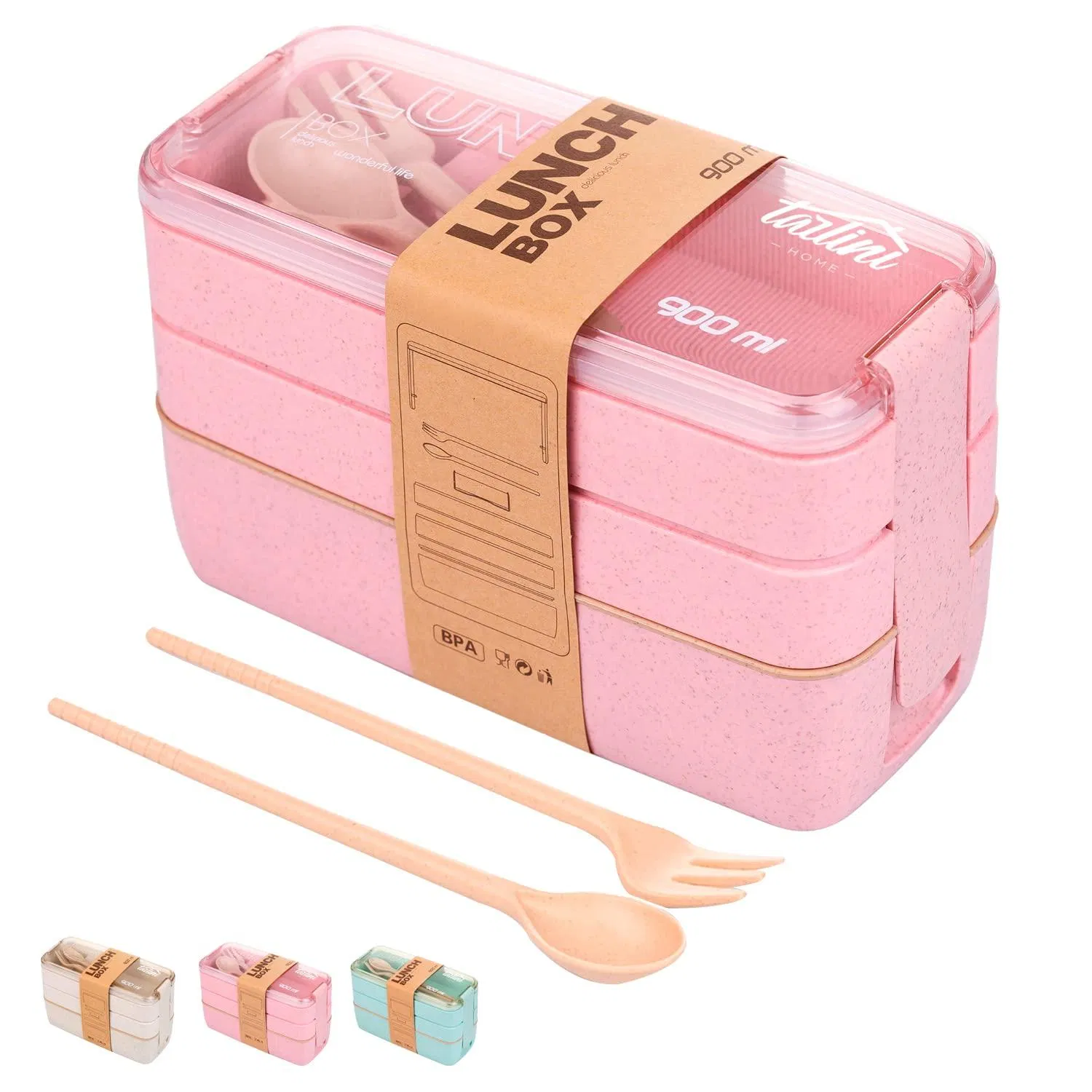 Pink Bento Box Mittagessen Container tragbare Mikrowelle japanische Bento Box Mahlzeiten Zubereitung Container für gesunde Nahrung für Erwachsene Frauen Mikrowelle Schüssel Plastik Container