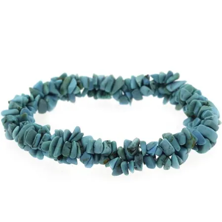 Drei Strand Blau Türkis Stone Chip Stretch Armband