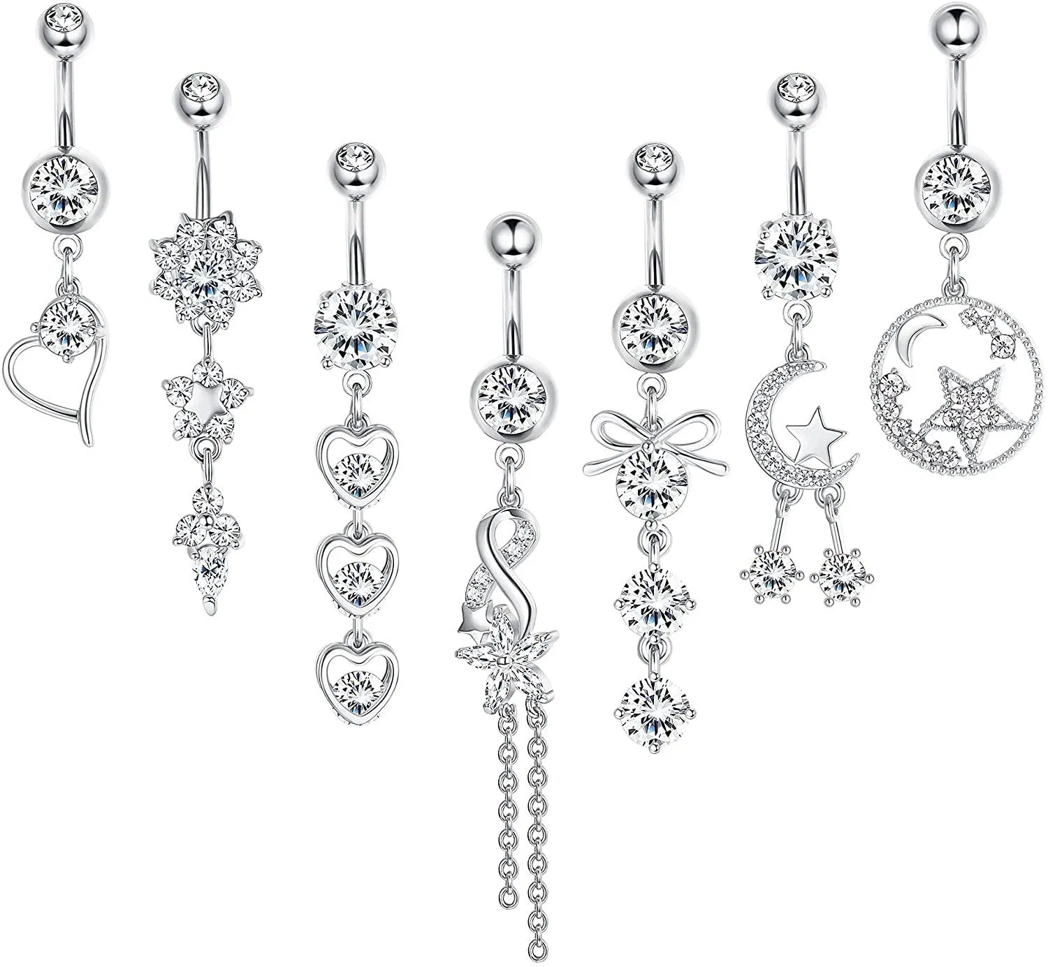 14g Bauchknopfringe Dangle für Frauen lange Bauchringe Super süße Nabelringe chirurgische Stahl Körper Piercing Schmuck