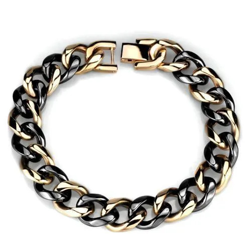 3W1002 - IP Rose Gold (Ion Plating) Edelstahl Armband mit Keramik in Jet