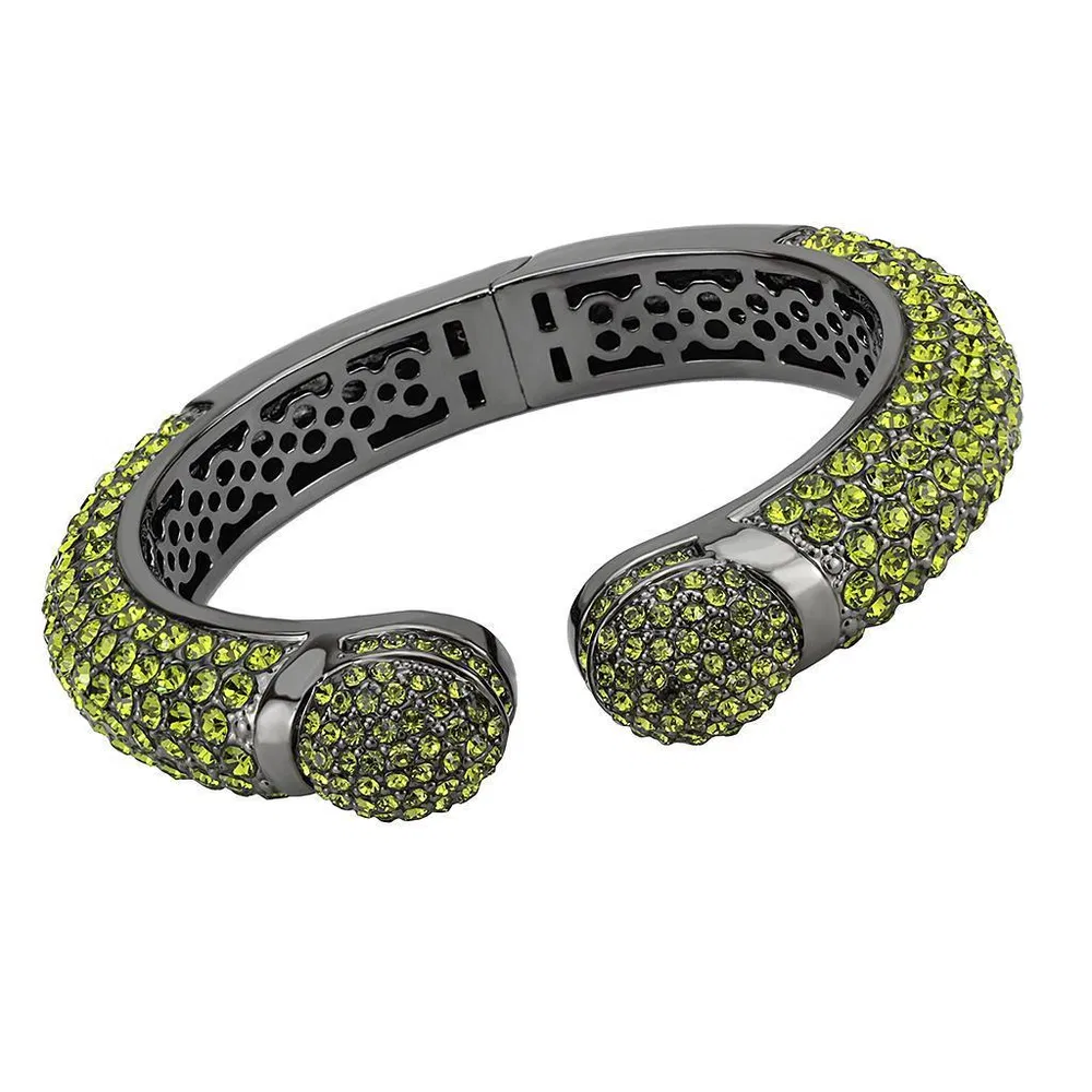 LO4314 - TIN Cobalt Schwarz Brass Armband mit Top-Grade - Kristall in Peridot