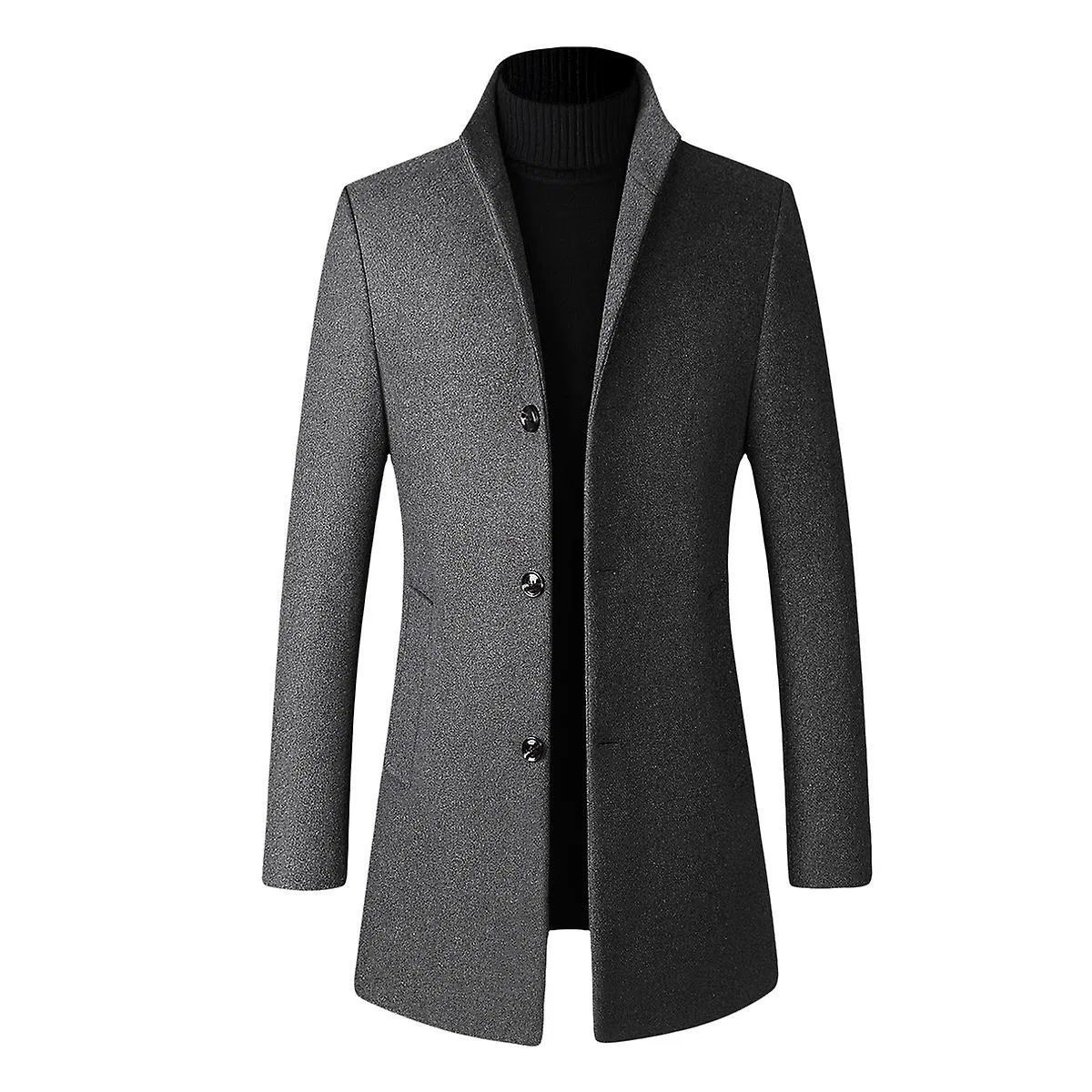 Männer Slim Fit Stand Collar Herbst Wolle Overcoat