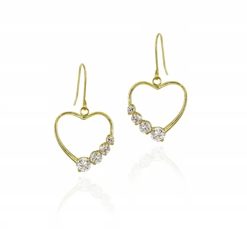 10 Karat Gold CZ Open Heart Journey Ohrringe
